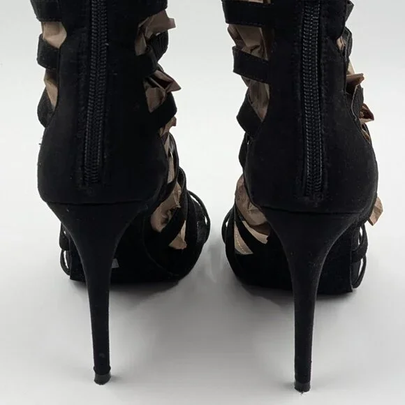 DIBA Black Velvet Strappy Gladiator Stiletto Sandals, Size 7.5M - NEVER WORN - Picture 3 of 7